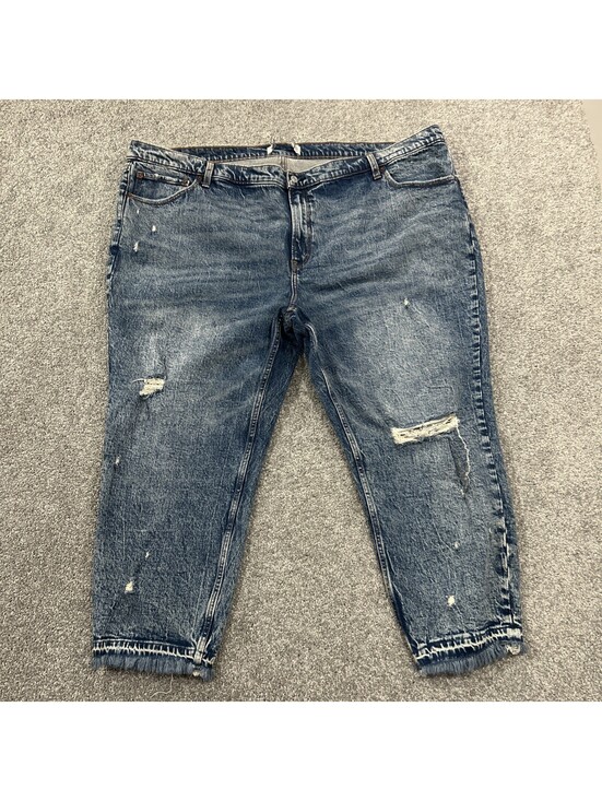 Denim - Distressed Jeans Womens Plus Size Cropped Straight Leg Abercrombie And Fitch